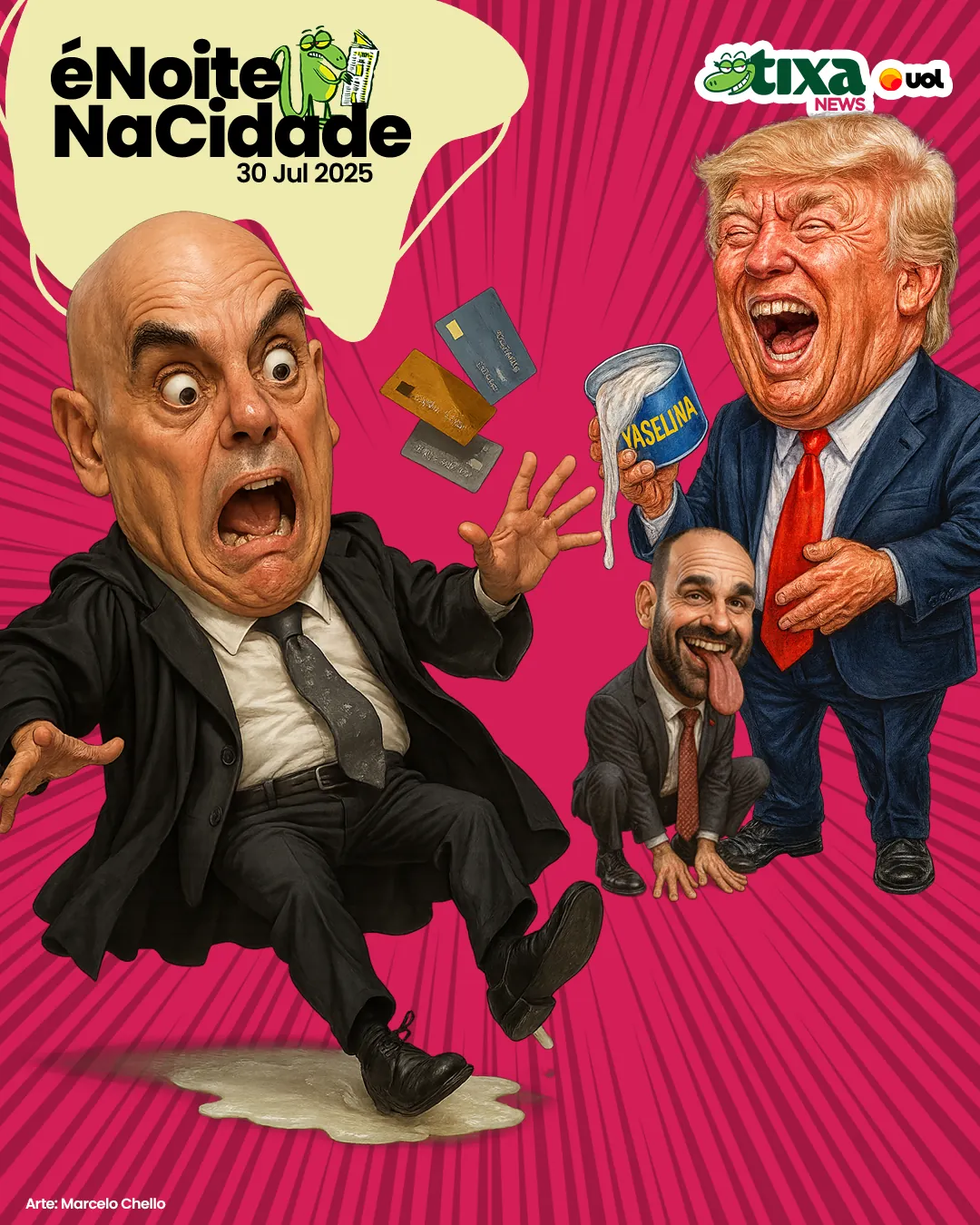 Capa: Trump sanciona o Xandão, mas libera a vaselina