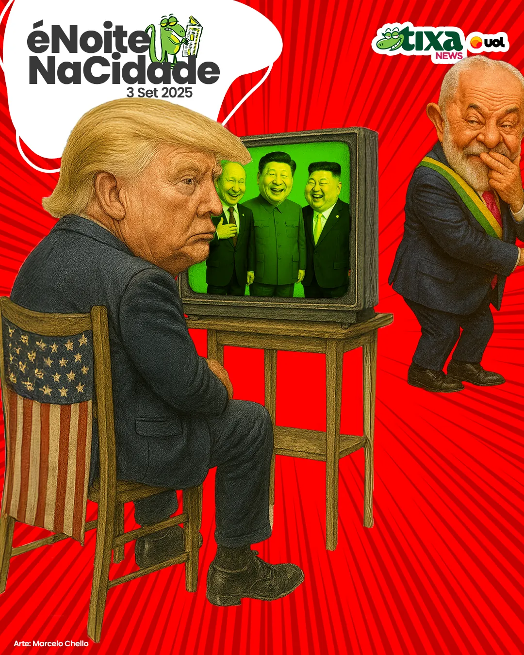 Capa: Xi, Putin e Kim Jong Un desfilando imortalidade